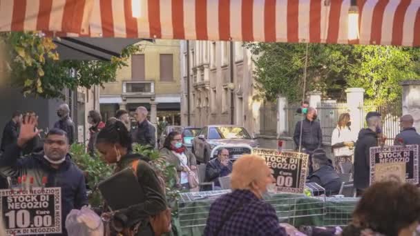 Rovigo Italia Octombrie 2021 Hainele Standului Piata Stradala — Videoclip de stoc