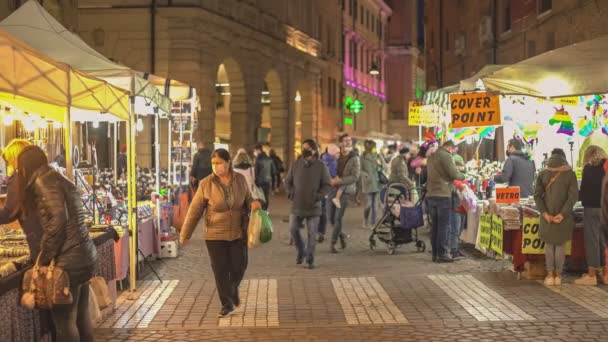 Rovigo Italië Oktober 2021 Menigte Van Mensen Kraampjes Straat Markt — Stockvideo