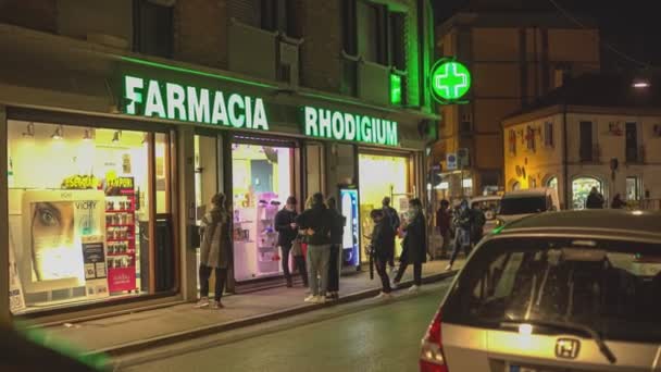 Rovigo Italy October 2021 Queue People Front Pharmacy — Stock Video