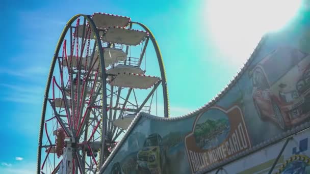 Ροβιγκο Ιταλια Οκτωβριου 2021 Funfair Ferris Τροχός Λεπτομέρεια Μια Ηλιόλουστη — Αρχείο Βίντεο