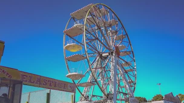 Rovigo Itália Outubro 2021 Funfair Ferris Wheel Detail Sunny Day — Vídeo de Stock