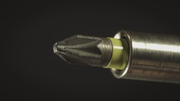 Vista Macro Broca Torx Giratoria Taladro Potencia Vista Cercana Punta — Vídeo de stock