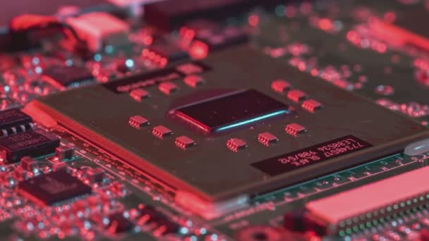 Detalhe Macro Cpu Placa Mãe — Vídeo de Stock