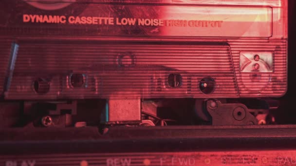 Una Cinta Casete Audio Vintage Que Reproduce Mecanismo Reproductor Cabeza — Vídeos de Stock