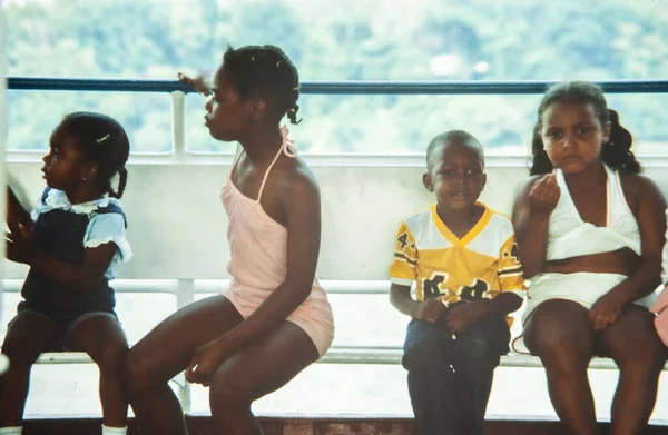 New York United States May 1970 Black Children Travel Ferry — Stock Photo, Image