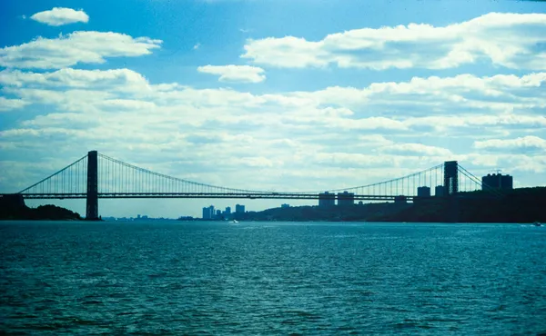 Νεα Υορκη Ηπα Μάιος 1970 George Washington Bridge Hudson River — Φωτογραφία Αρχείου