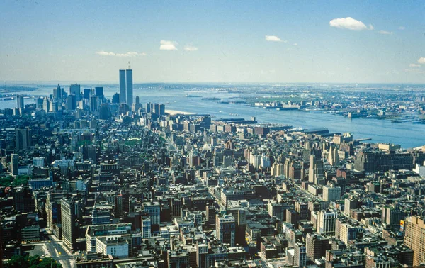1970年5月 有双塔的纽约空中景观 — 图库照片