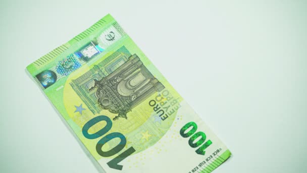 Mens Telt 100 Eurobankbiljetten Detail — Stockvideo
