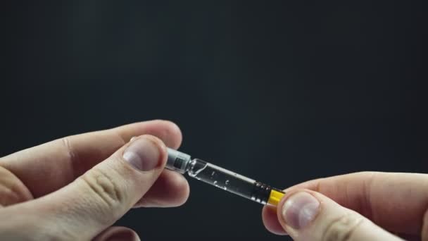 Macro Close Footage Standard Medical Disposable Syringe — Stock Video