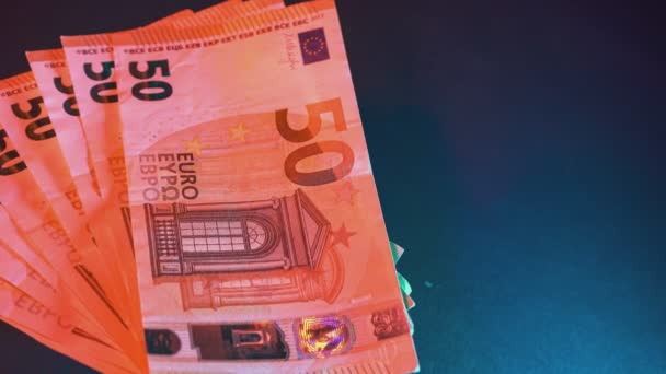 Detail Van Rotatie Van Een Euro Biljetten — Stockvideo