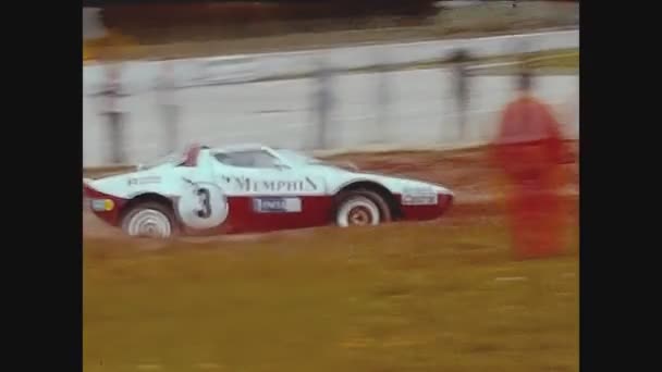 Paris France May 1975 Lancia Stratos Runs Rally Race — Stock Video