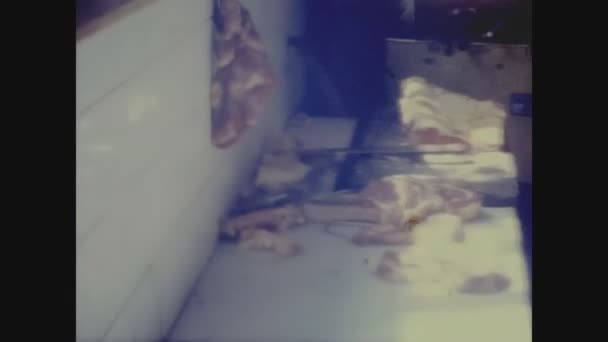 Alava Espanha Maio 1974 Pessoas Preparam Carne Grelhada Casa Nos — Vídeo de Stock