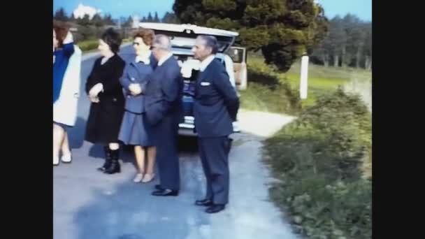 Coruna Spain May 1974 Gentleman Ladies Out Castle Street — Stockvideo