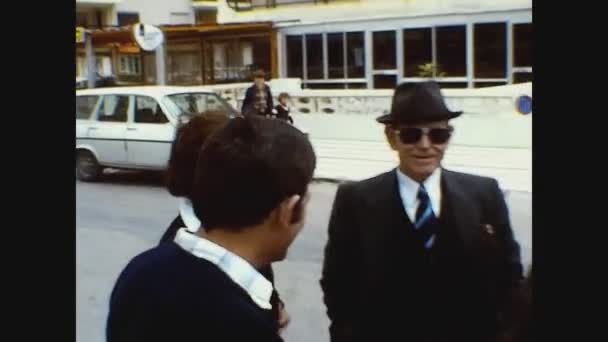 Gandia Spain June 1976 People Groups Talk Street — Stock Video