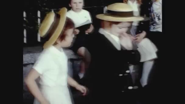 Valencia Spain May 1975 Little Girls Hat — Stock Video
