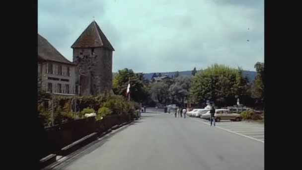 Stein Rhein Zitzerland Juli 1972 Stein Rehin Straatbeeld Jaren — Stockvideo