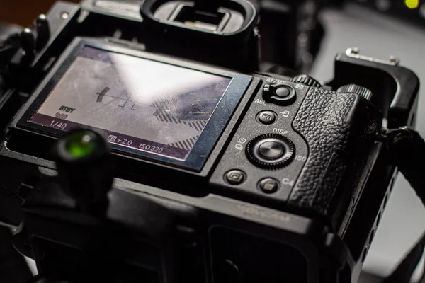 Detalj Videokamera Som Används För Fotografering Inspelningsplatsen Studion — Stockfoto