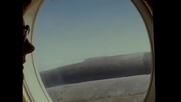 Rome Italy May 1964 Traveler Looks Out Plane Window — Stock Video