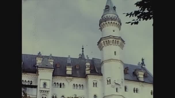 Bavaria Germany June 1969 Neuschwanstein Castle Detail — стоковое видео
