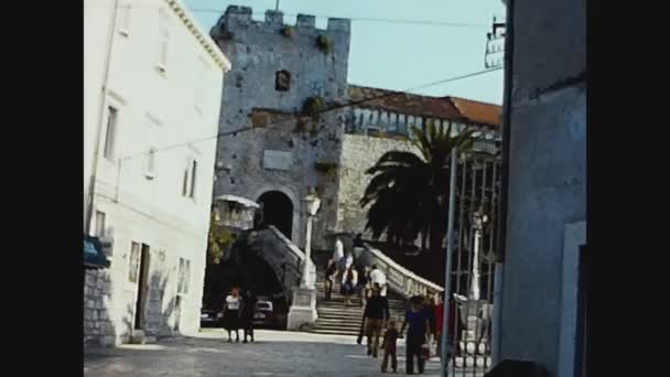 Dalmatia Croatia June 1976 Hvar Street Scene View — стокове відео