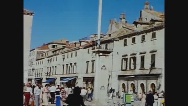 Dalmatia Croatia June 1976 Hvar Street Scene View — стоковое видео