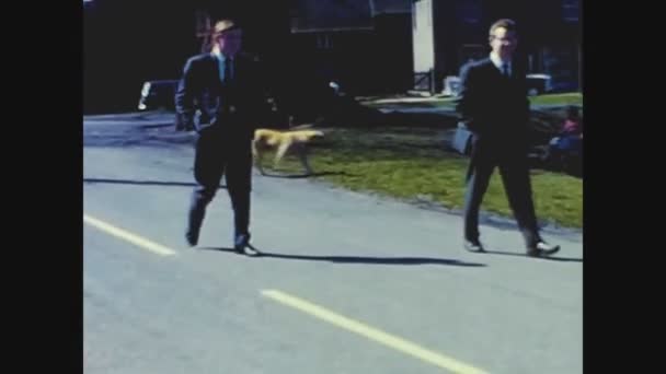 Sussex United Kingdom May 1969 English Gentleman Walk Street — стоковое видео