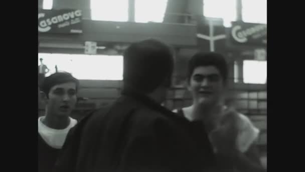 Pavia Italy September 1969 Coach Talks Basketball Players Match — Stock Video