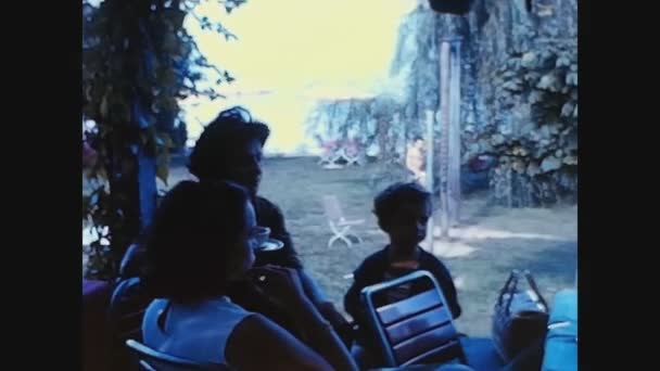 Schaffhausen Switzerland August 1965 Family Breakfast Daily Life Scene — 图库视频影像