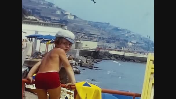 Sanremo Italy July 1967 Beach Vacation Child — Stock Video