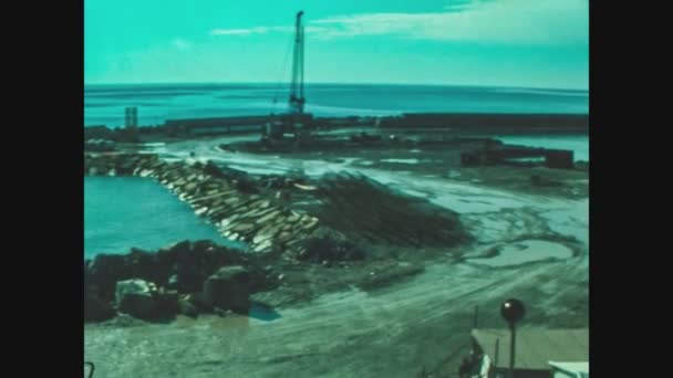 Sanremo Italy July 1977 Construction Site Port — Stock Video