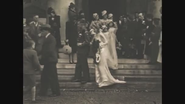 Londres Royaume Uni Mars 1949 Scène Mariage Militaire Dans Les — Video