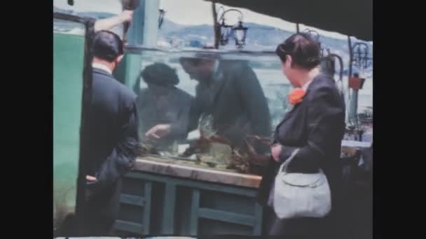 Nice France May 1949 Fish Restaurant Scene 1940S — Stock Video