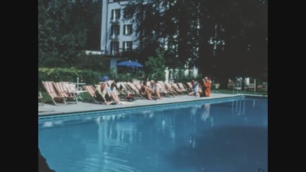 Lugano Suíça Junho 1968 Detalhe Piscina Resort Década — Vídeo de Stock