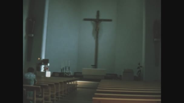 Lugano Switzerland 1968 Június Egy Keresztény Templom Belseje Években — Stock videók