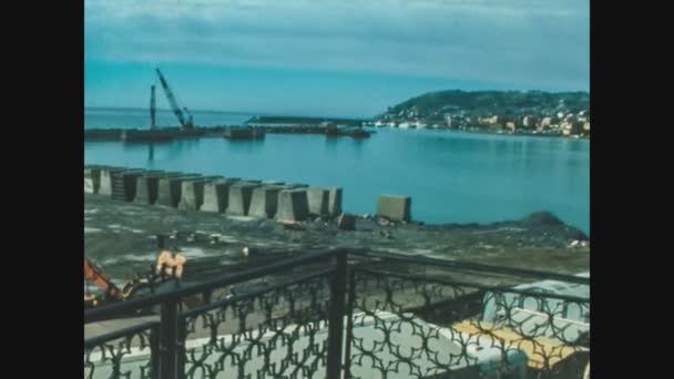 Sanremo Italy July 1977 Construction Site Port — Stock Video