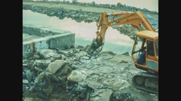 Sanremo Itália Julho 1977 Bulldozer Demolição Canteiros Obras Nos Anos — Vídeo de Stock