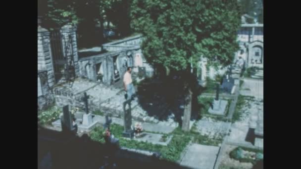 Schignano Italy June 1963 Graveyard Tombstone Details 60S — стокове відео