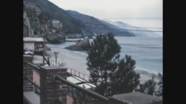 LEVANTO, İtalya Mayıs 1968: 60 'lardaki Levanto plaj manzarası