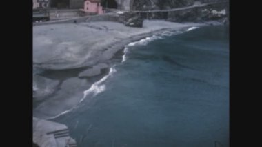 LEVANTO, İtalya Mayıs 1968: 60 'lardaki Levanto plaj manzarası