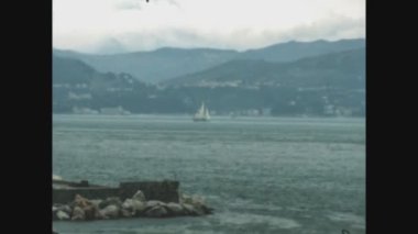 LEVANTO, İtalya Mayıs 1968: 60 'larda Levanto kıyı manzarası