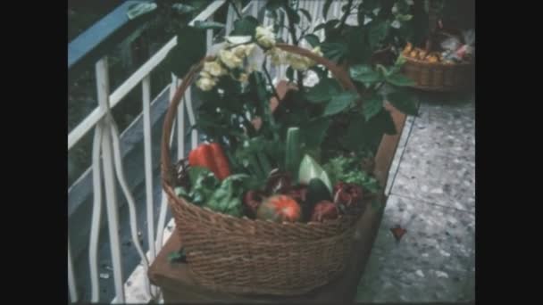 Como Włochy Maj 1963 Doniczki Kwiatowe Szczegółach Balkonu Latach Tych — Wideo stockowe