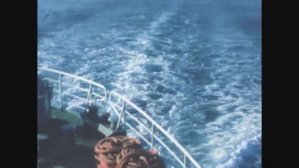 Tropea Italy August 1969 Wake Ferry Sea 000 — 图库视频影像