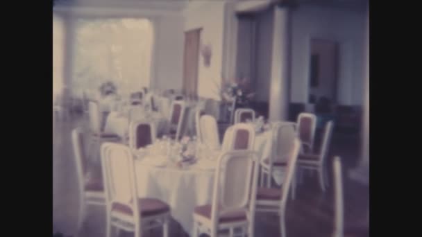 Sanremo Italy May 1968 Restaurant Wedding Lunch Scene 60S — Stock Video