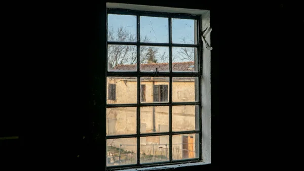 Детальний Знімок Старого Вікна Решітками — стокове фото