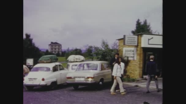 Berlin Germany March 1962 Motorway Service Area Scene 60S — Stock Video