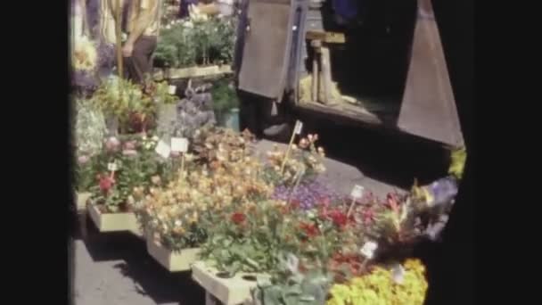 Копенгаген Дания Июня 1961 Года Цветочный Ларек Уличном Рынке Годы — стоковое видео