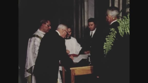 Palermo Italie Mai 1964 Cérémonie Mariage Italienne Église Dans Les — Video