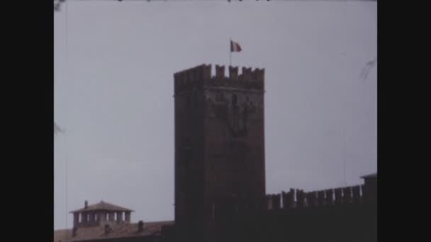 1971年5月 意大利维罗纳 维罗纳的Castelvecchio 70年代的维罗纳城堡景观 — 图库视频影像