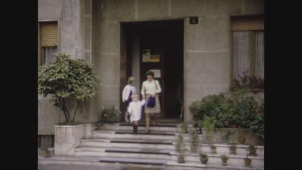 Milan Italy May 1969 Take Children School 60S — стоковое видео