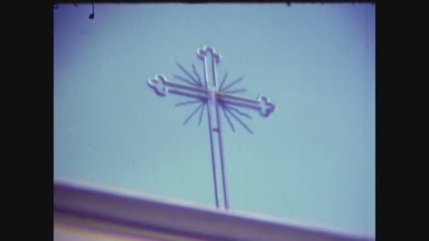 Палермо Италия Июня 1966 Символ Религиозного Креста — стоковое видео